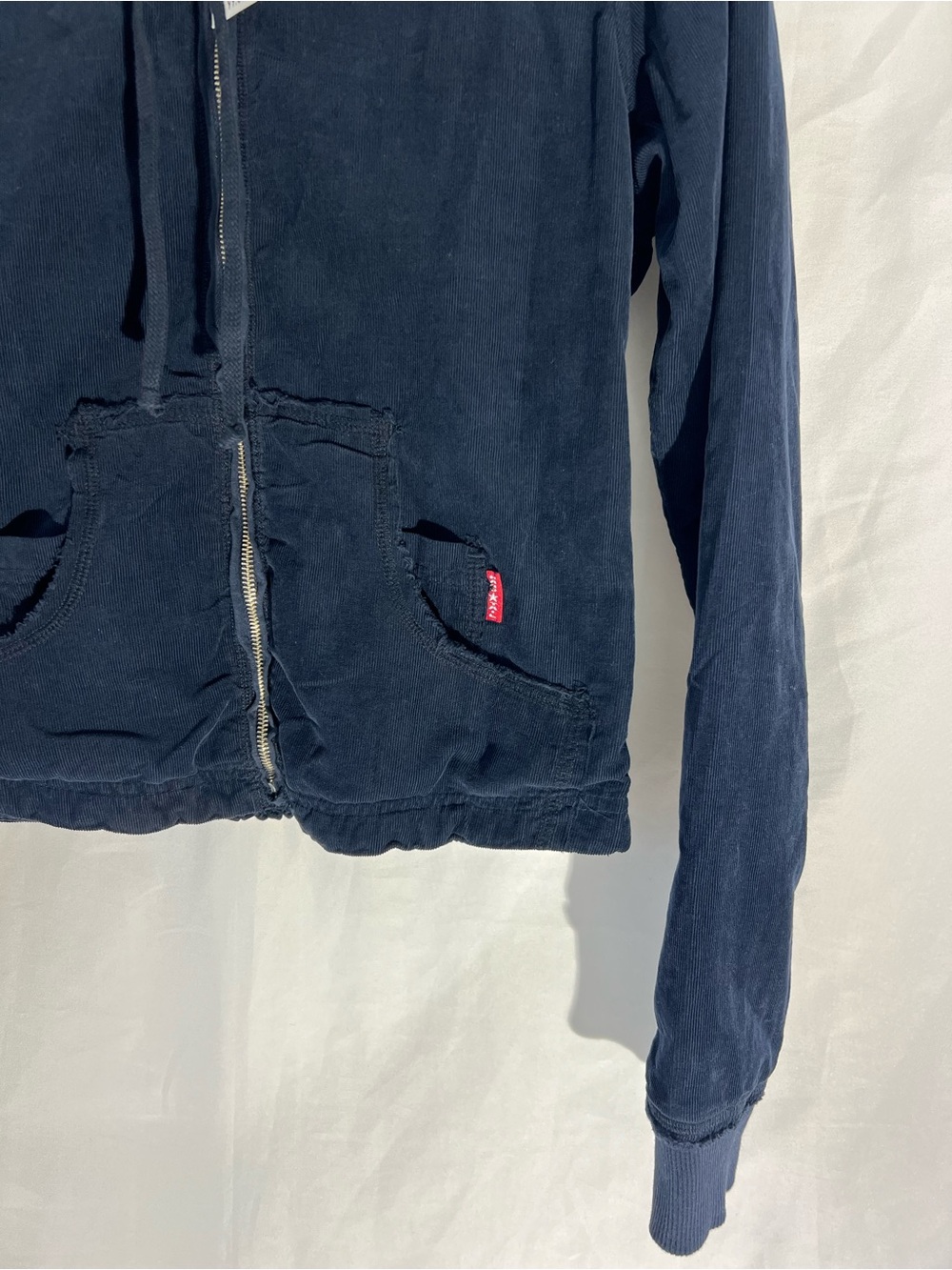 NWT Women’s HARD TAIL Navy* Corduroy Hooded Full Zip Jacket - Picture 3 of 6